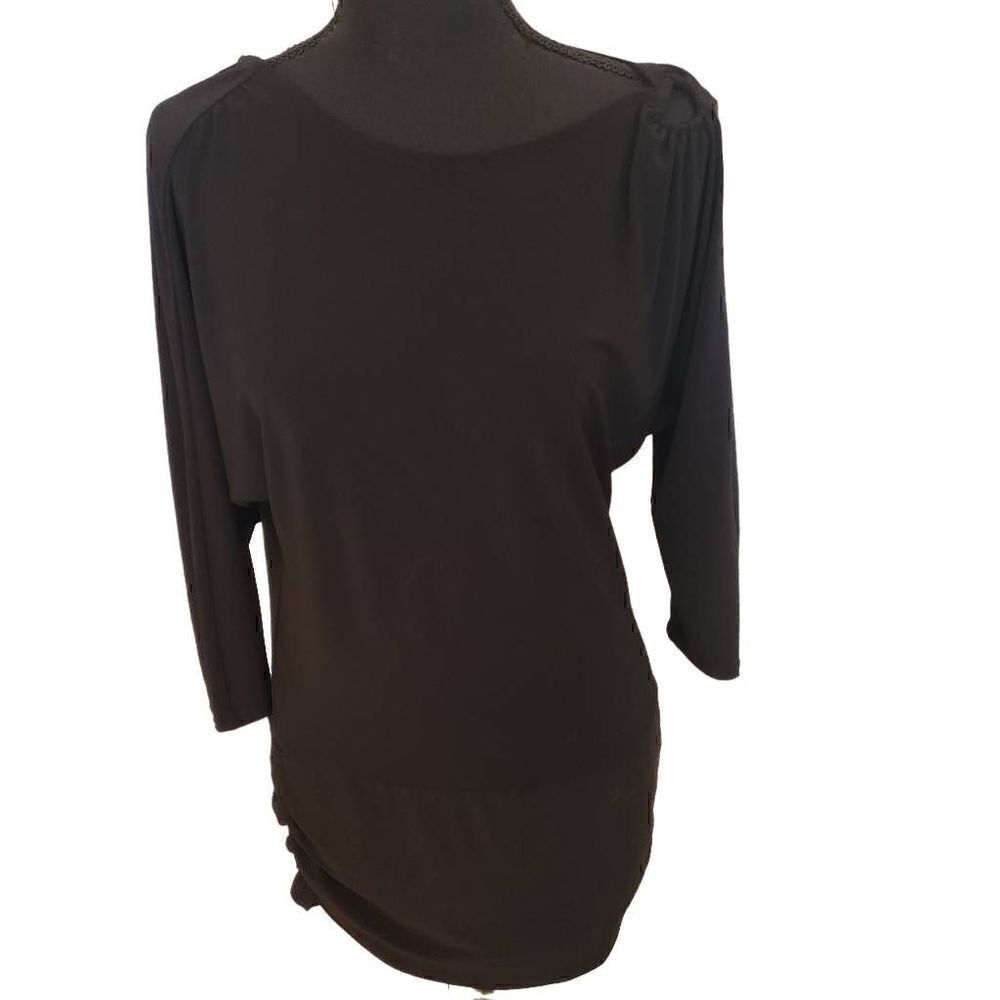 White House Black Market Womens Black Dolman Sleeve Tunic Top Small